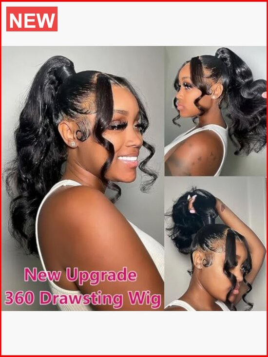 360 Lace Front Wig Human Hair Pre Plucked 220% Density Drawstring Glueless main image 6